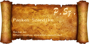 Paskes Szendike névjegykártya